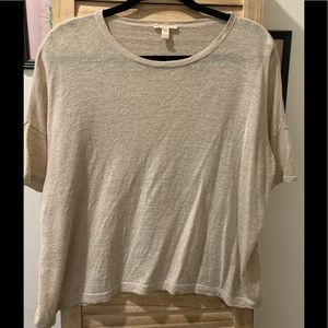 Eileen Fisher Beige 100% Organic Linen Crop Top